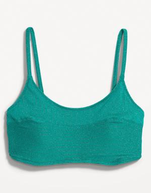 Old Navy Scoop-Neck Metallic Shine Bikini Swim Top for Women green