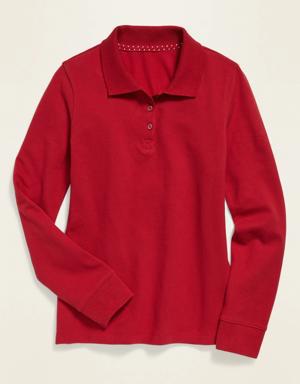 Uniform Pique Polo Shirt for Girls red