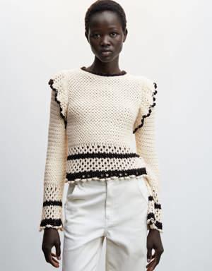 Sweater with ruffled openwork details