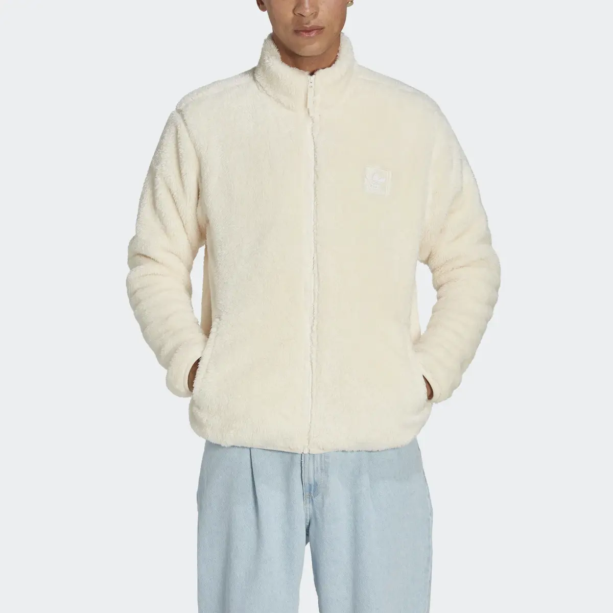 Adidas Essentials+ Fluffy Fleece Track Jacket. 1