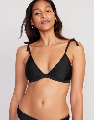 Terry Tie-Shoulder Triangle Bikini Swim Top black