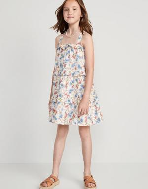 Old Navy Printed Sleeveless Tiered Swing Dress for Girls white