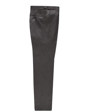 Slim Fit Klasik Tokalı Pileli Yünlü Pantolon