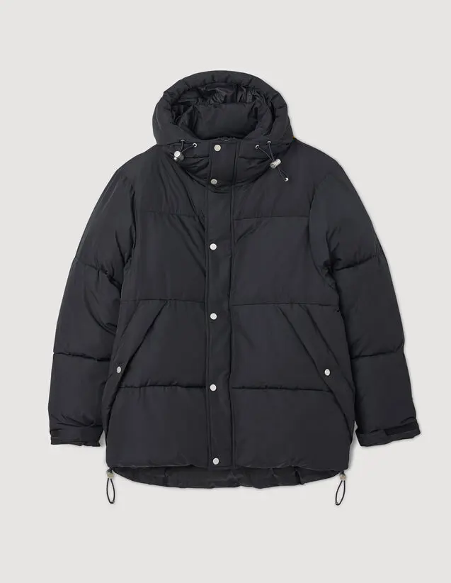 Sandro 3/4-length hooded puffer jacket. 2