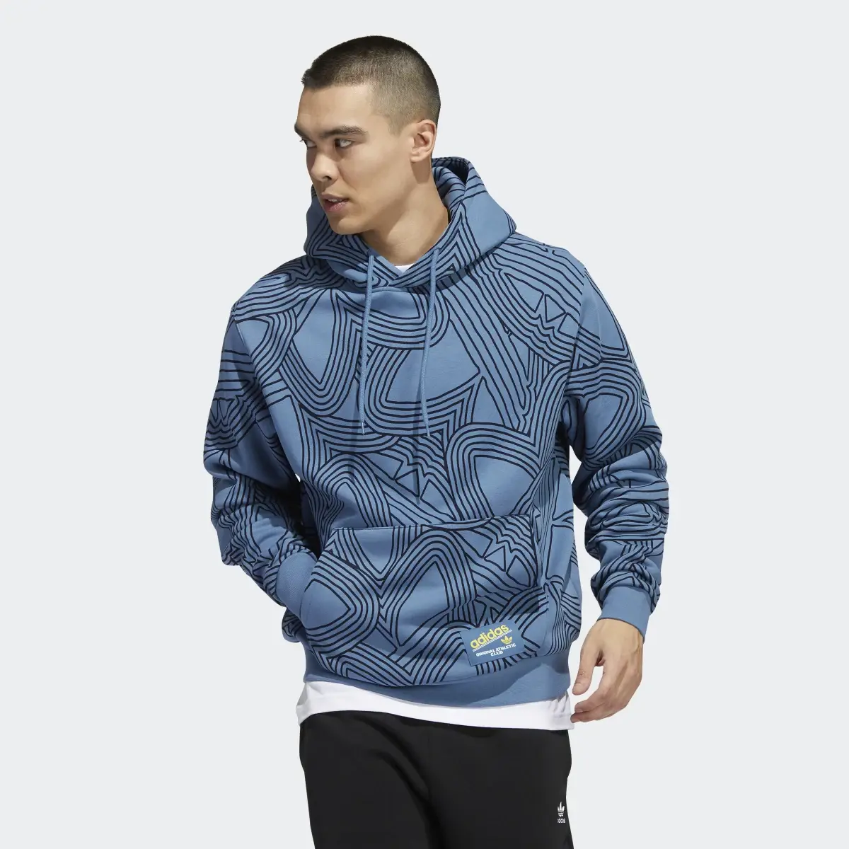 Adidas Original Athletic Club Allover Print Hoodie. 2