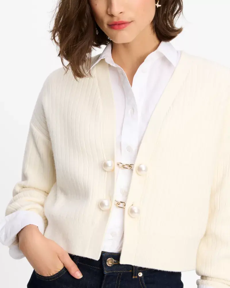 Kate Spade Ribbed Pearl Cardigan. 2