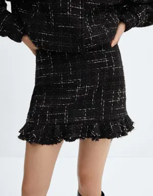 Ruffled tweed skirt