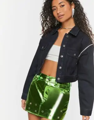 Forever 21 Metallic Micro Mini Skirt Neon Green