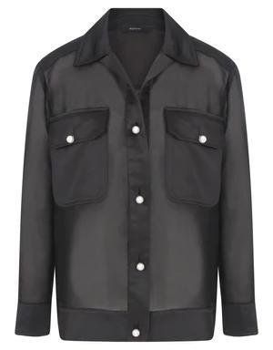 Long Sleeve Black Satin Jacket