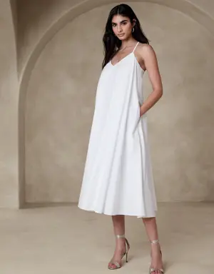 Dana Poplin Midi Dress white