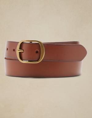 Oval Buckle Leather Belt brown