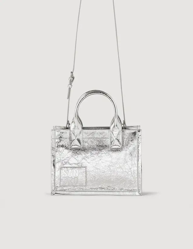 Sandro Kasbah small metallic leather tote bag. 2