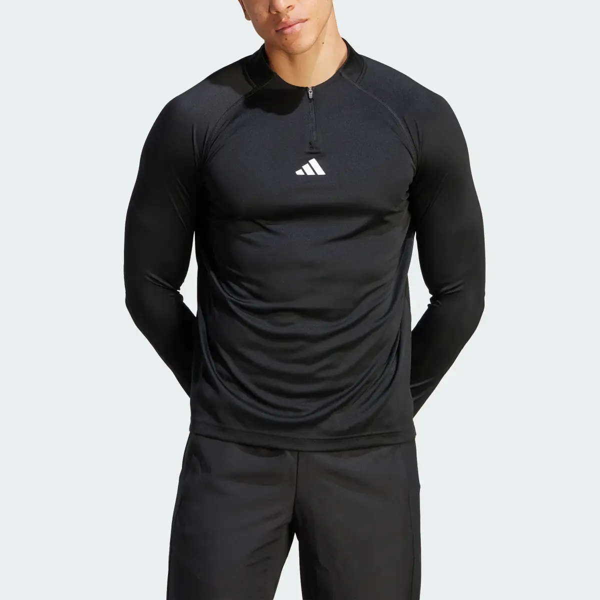 Adidas Gym Heat Quarter-Zip Long Sleeve Tee. 1