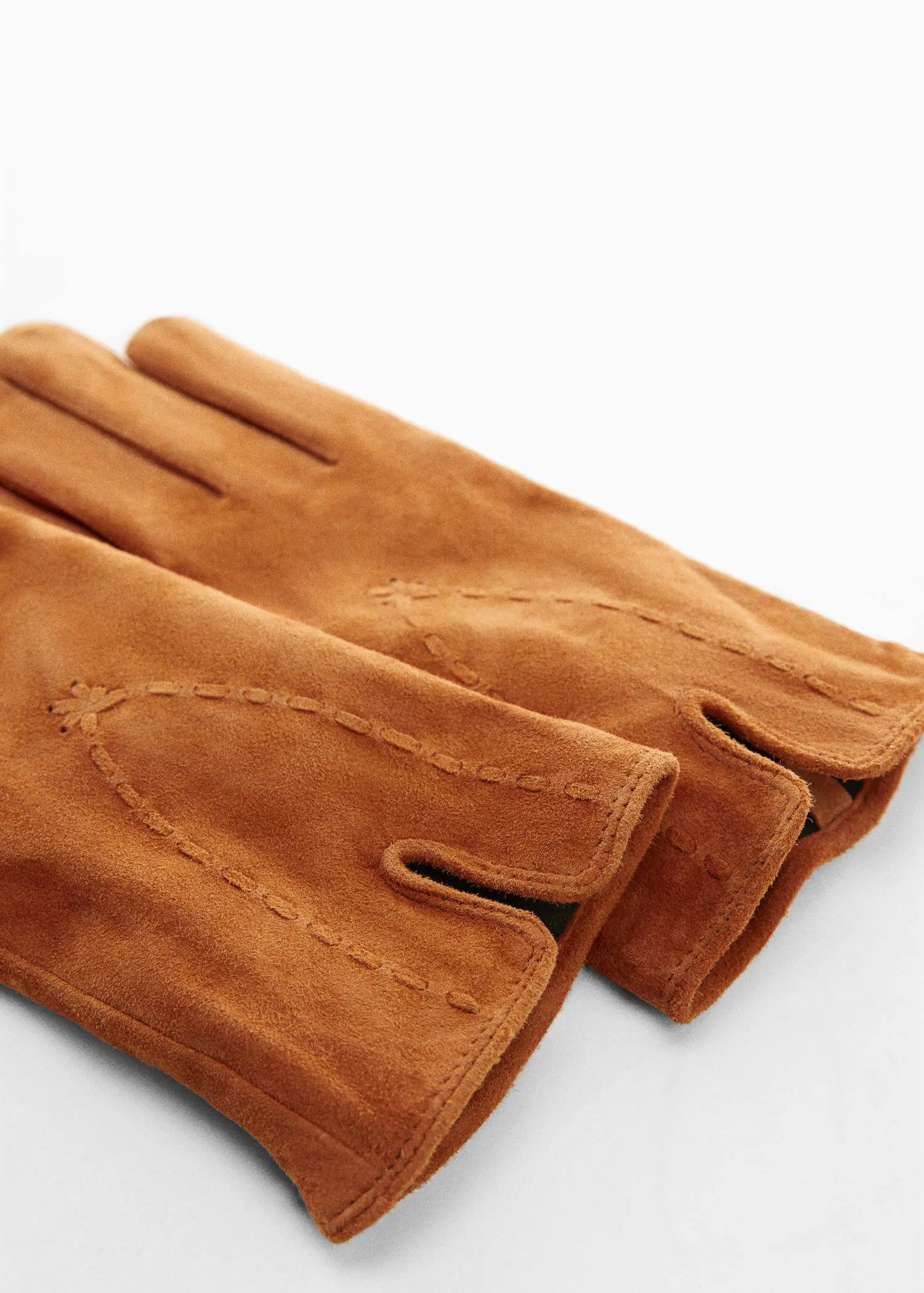 Mango Suede gloves with seam detail. 2