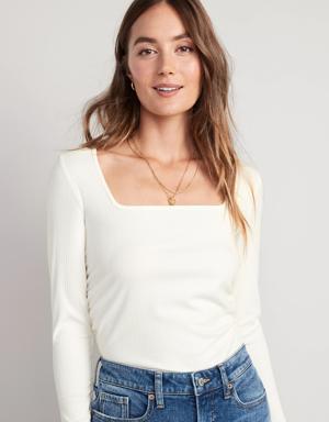 Luxe Cropped Rib-Knit Shirred Top for Women white