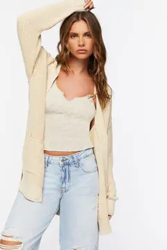 Forever 21 Forever 21 Button Up Cardigan Sweater Khaki. 2