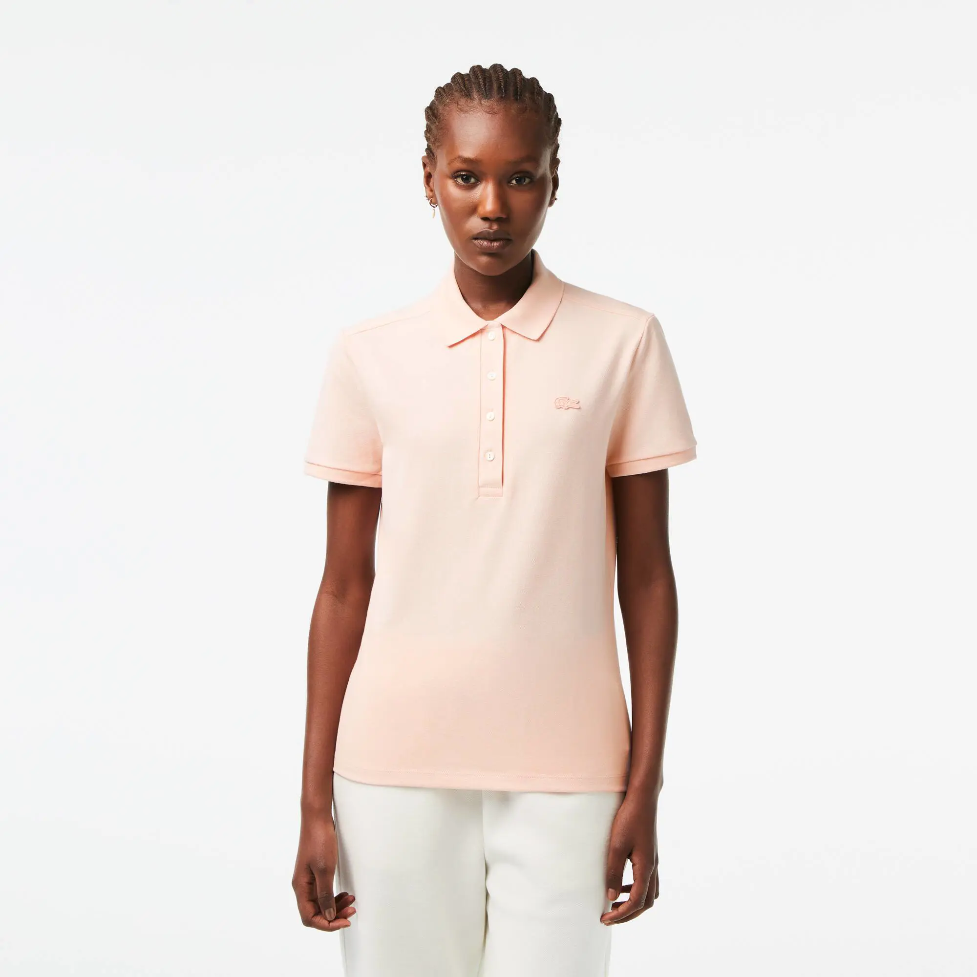 Lacoste Women's Slim Fit Stretch Cotton Piqué Polo. 1 Lacoste Women's Slim Fit Stretch Cotton Piqué Polo. 1