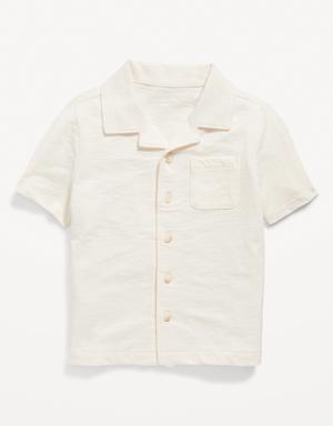 Short-Sleeve Slub-Knit Camp Shirt for Toddler Boys white