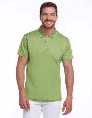 Fıstık Yeşili Regular Fit %100 Pamuk Basic Merserize Polo Yaka Tişört