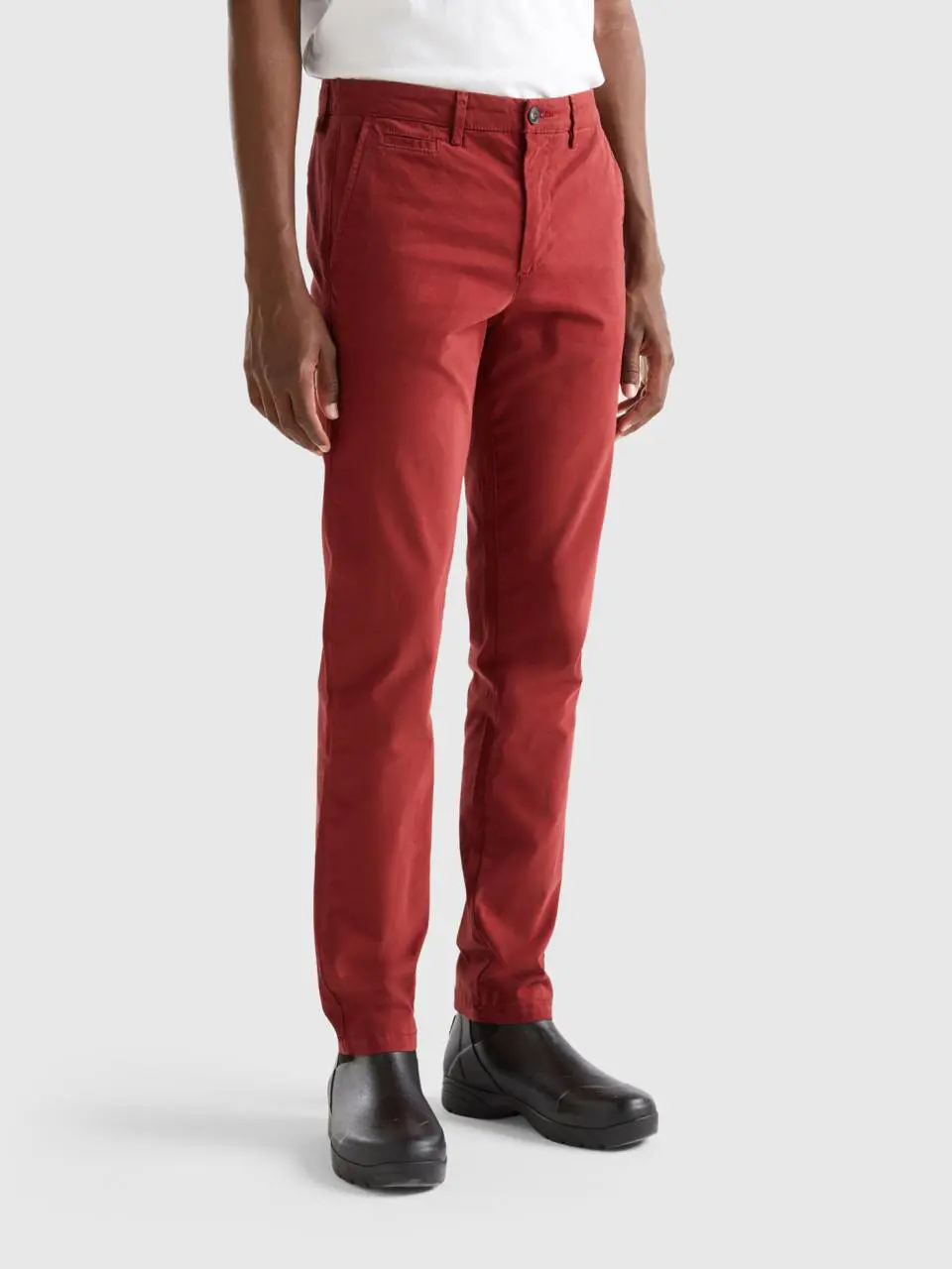 Benetton burgundy slim fit chinos. 1