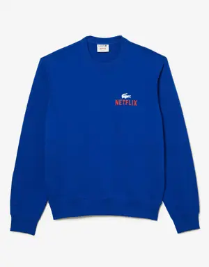Unisex Lacoste x Netflix Round Neck Print Back Sweatshirt