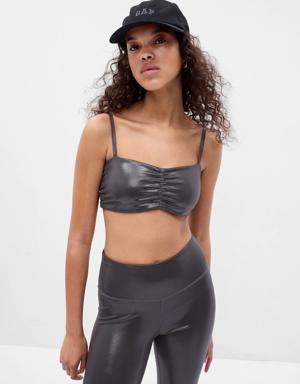 Gap Fit Power Low Impact Ruched Sports Bra gray
