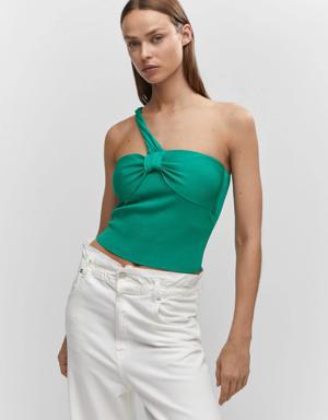 Asymmetrical-neck knitted top