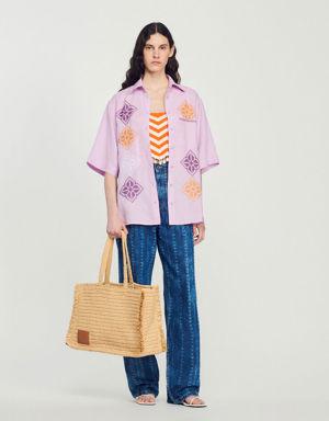 Oversized embroidered linen shirt Login to add to Wish list
