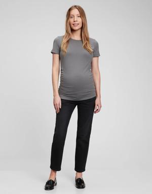 Maternity True Waistband Full Panel Girlfriend Jeans black