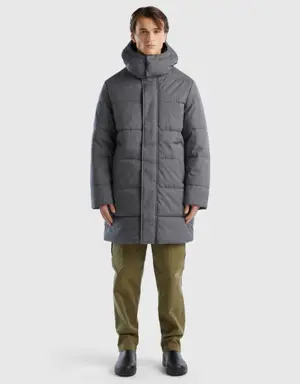 long padded jacket with removable hood