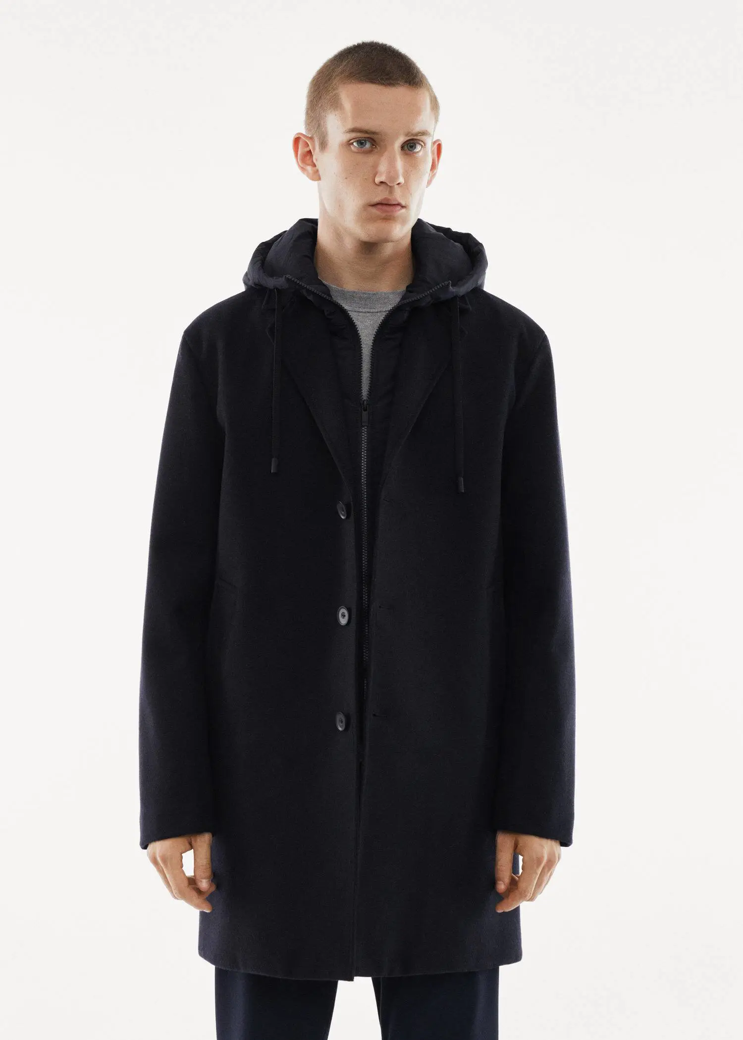 Mango Detachable hood wool coat. 1