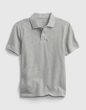 Kids Organic Cotton Uniform Polo Shirt gray