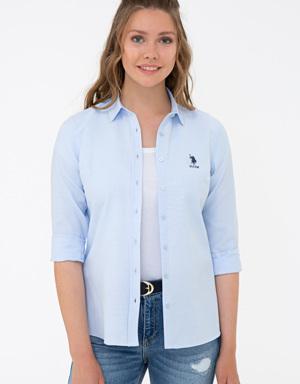 Kadın Açık Mavi Basic Gömlek Uzun Kol