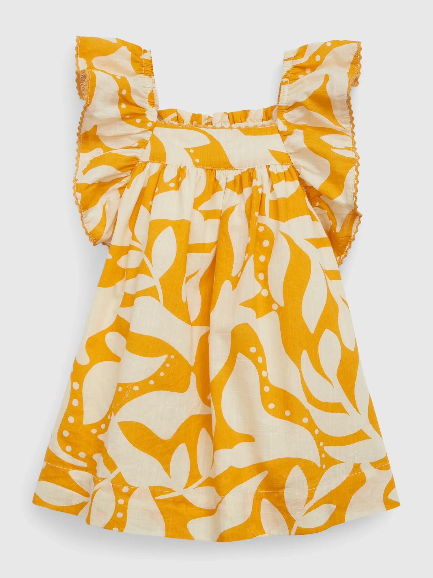 Gap Baby Tropical Flutter Sleeve Dress yellow. 1