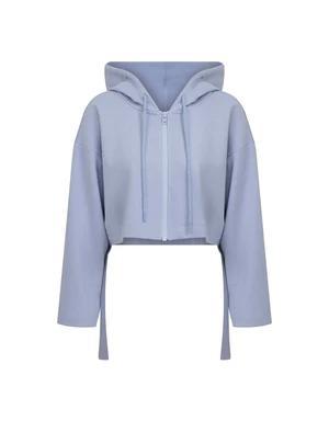 Cropped Pastel Blue Zipper Sweatshirt