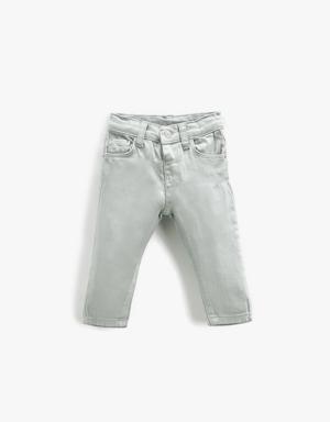 Kot Pantolon Slim Fit Cepli Pamuklu Beli Ayarlanabilir Lastikli