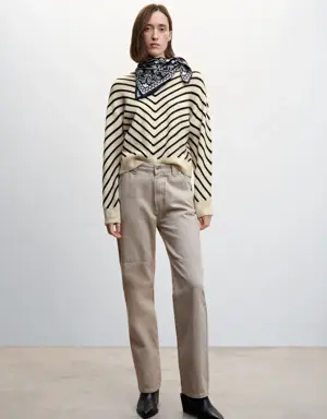 Mango Stripe-print sweater with Perkins neck