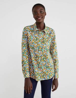 Floral pattern shirt in pure cotton