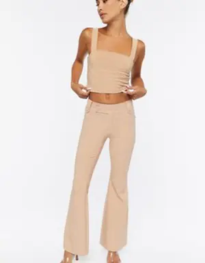 Forever 21 Flare Mid Rise Pants Tan