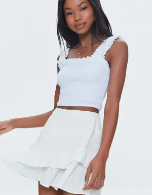 Forever 21 Tiered Flounce Mini Skirt Cream