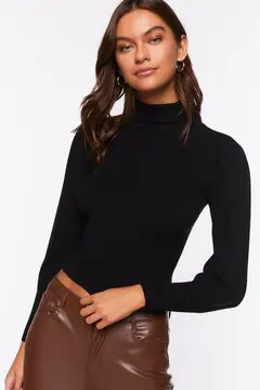 Forever 21 Forever 21 Long Sleeve Turtleneck Sweater Black. 2