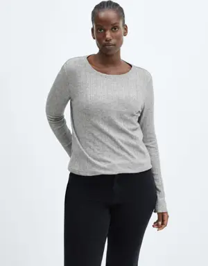 Mango Long-sleeved knitted t-shirt
