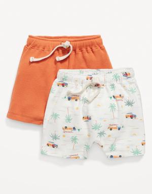 Unisex 2-Pack U-Shaped Pull-On Shorts for Baby orange