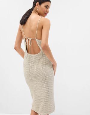 Gap Crochet Strappy Back Midi Dress white