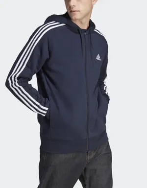 Adidas Felpa con cappuccio Essentials French Terry 3-Stripes Full-Zip