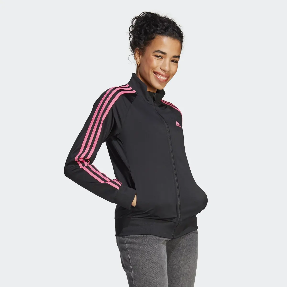 Adidas Primegreen Essentials Warm-Up Slim 3-Stripes Track Jacket. 2