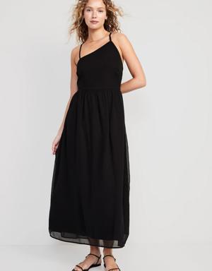 Fit & Flare One-Shoulder Maxi Dress for Women black