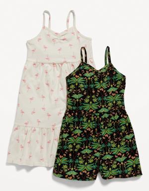 Printed Jersey-Knit Swing Dress & Romper 2-Pack for Girls white