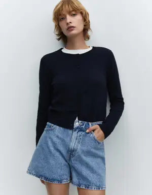 Jeans-Shorts mit hoher Taille