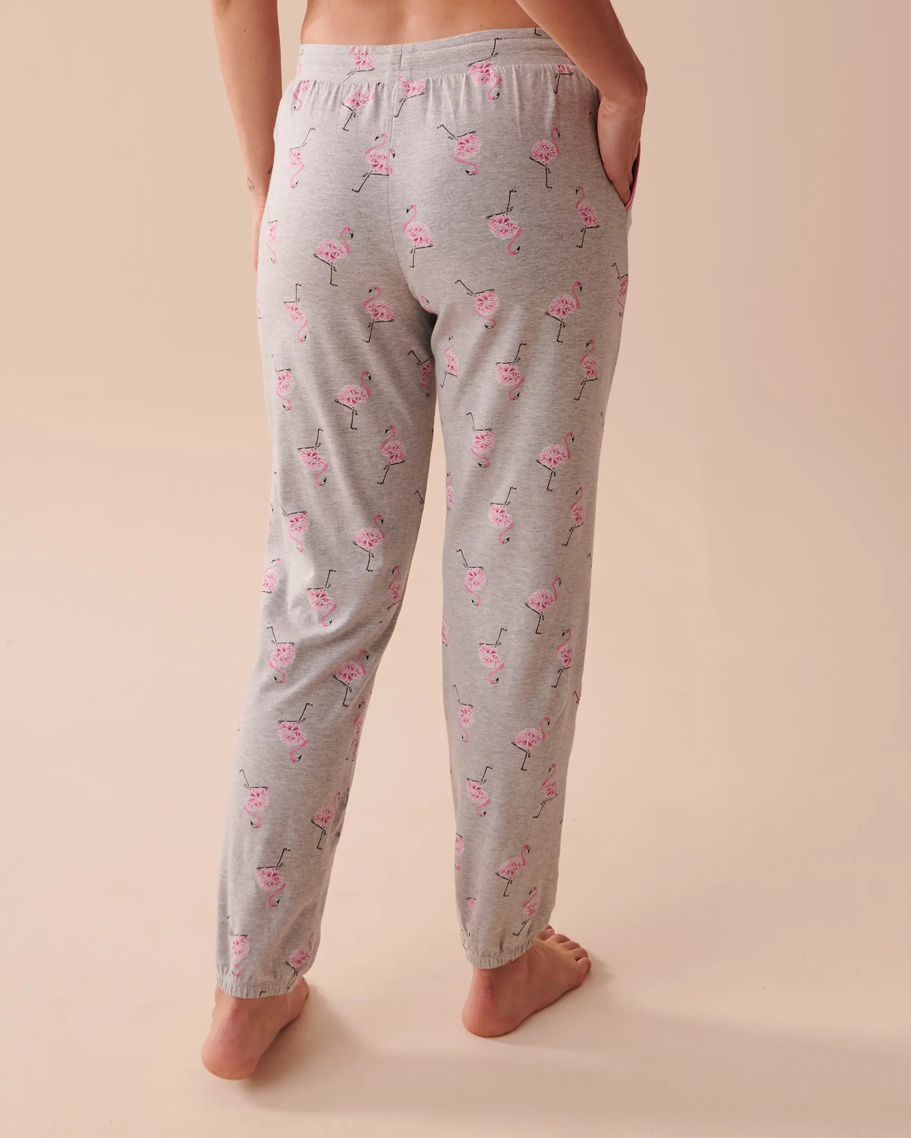 La Vie en Rose Cotton Pink Flamingo Jogger Pajama Pants. 2